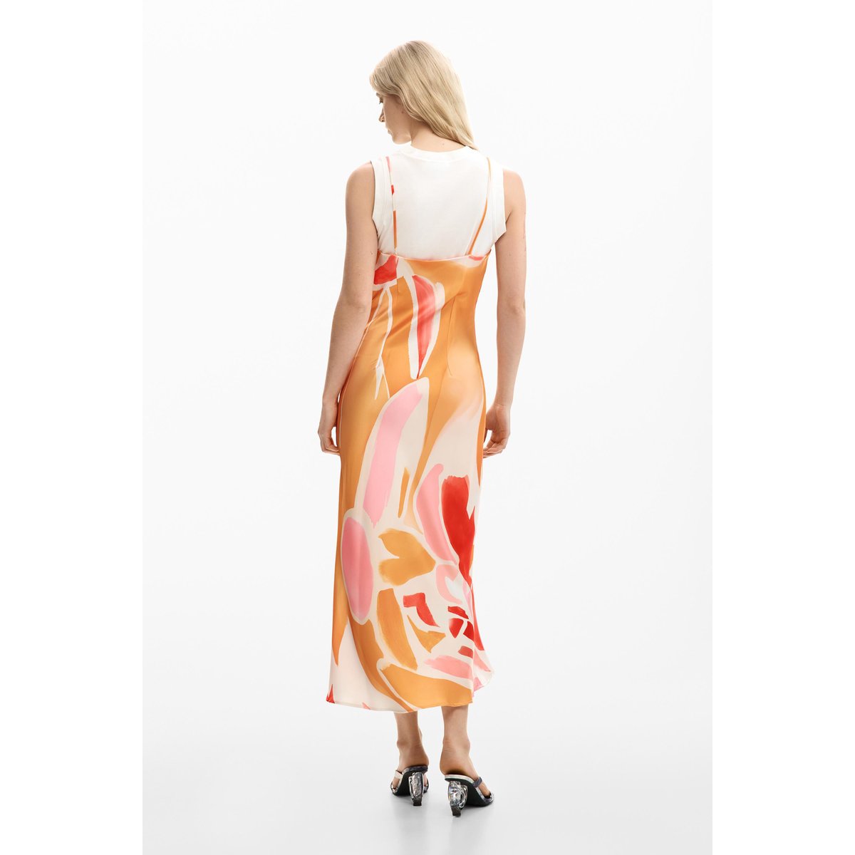 Robe 2 en 1 à bretelles orange, DESIGUAL