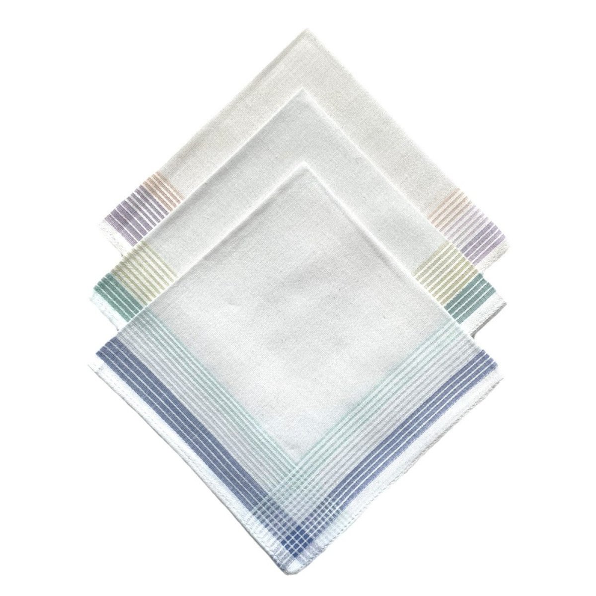 Lot de 12 mouchoirs femme pastel 29x29 100% coton blanc, DECORATIE