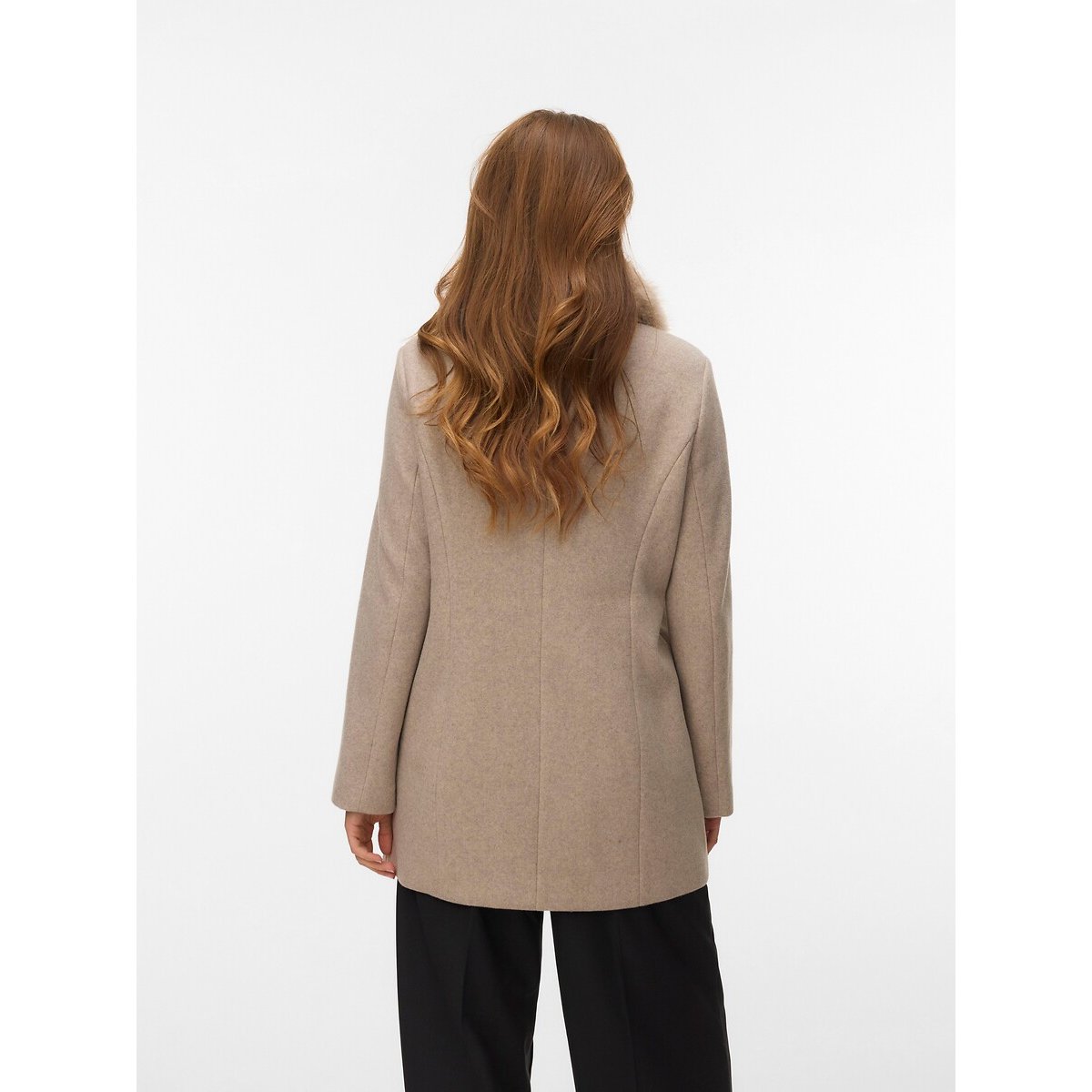 Manteau avec col imitation fourrure ecru, VERO MODA