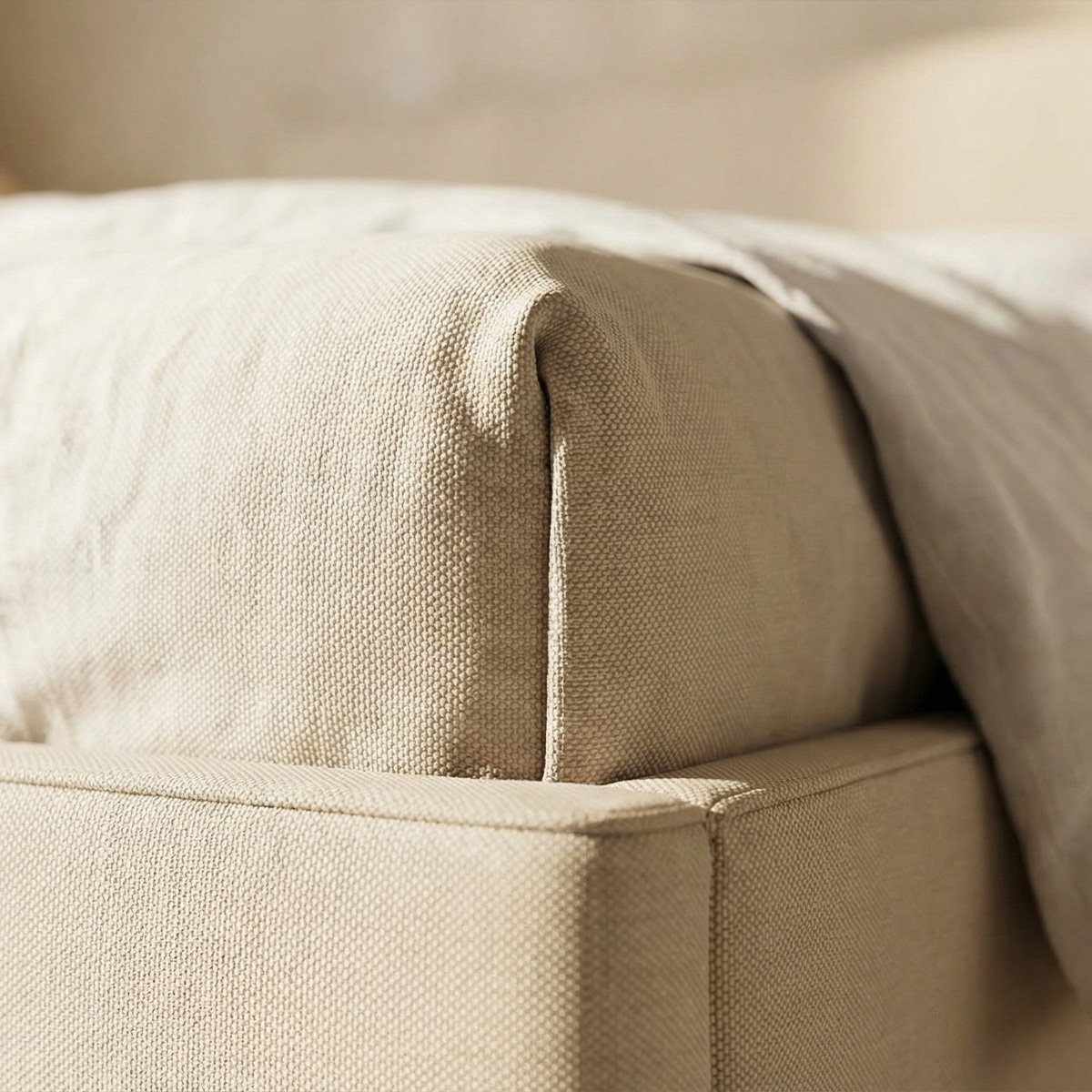 Lit coffre - Effet lin beige - OPÉRA beige, MAISON AUBERTIN