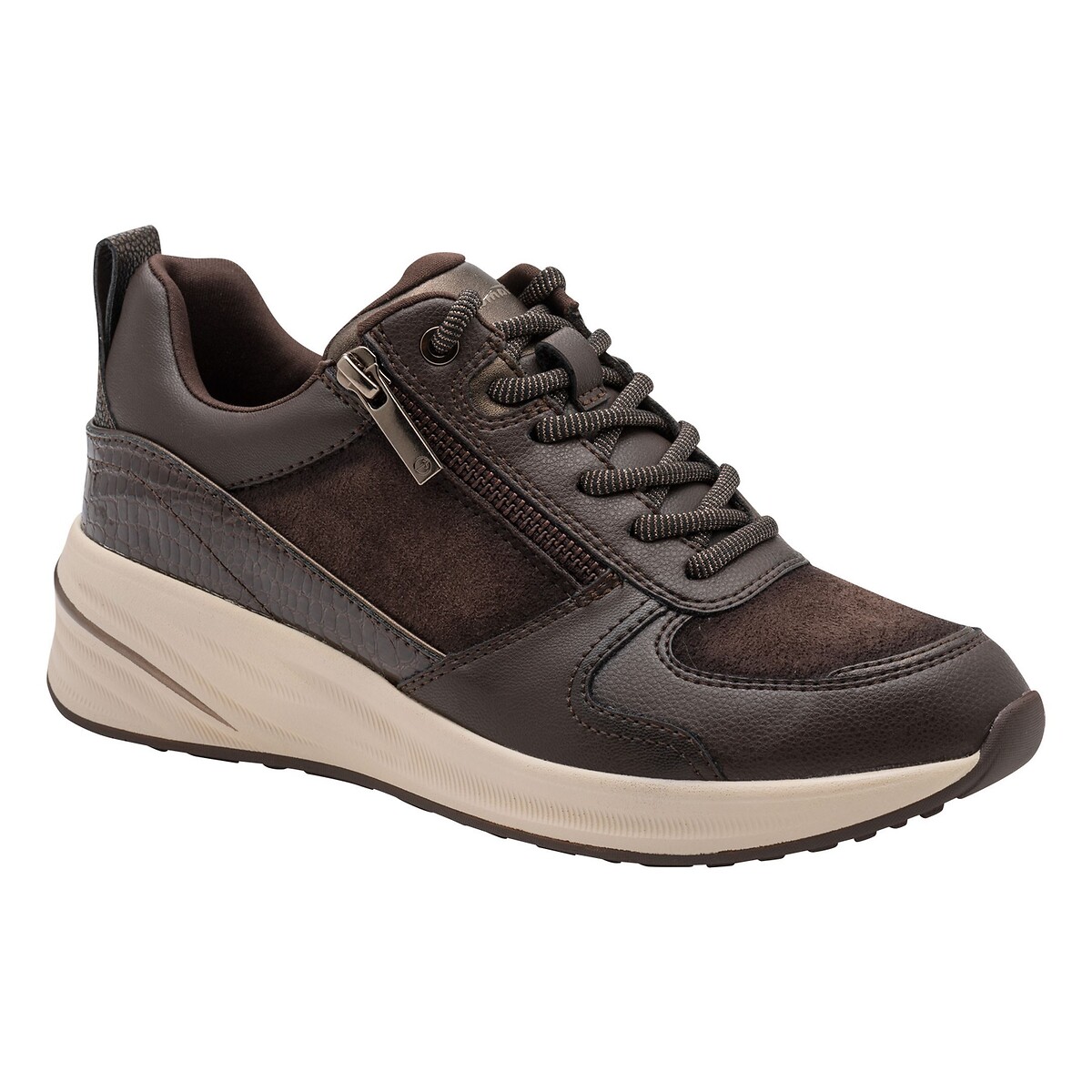 Baskets compensées zippées marron foncé, TAMARIS