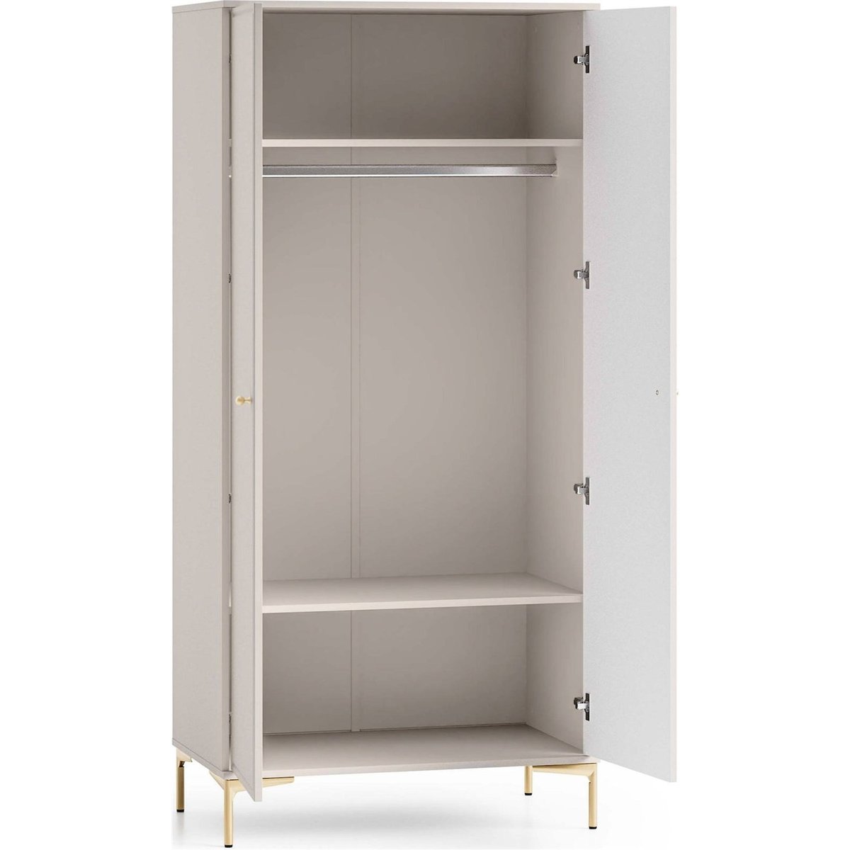 Armoire 2 portes bois collection SANDRO beige cachemire et doré, RECOLLECTION
