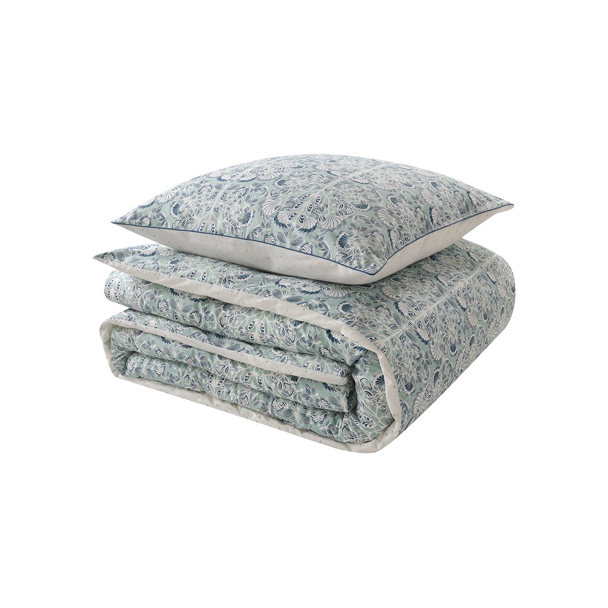Parure de lit imprimée en percale de coton, taies carrées, IMPÉRIAL bleu, ESSIX