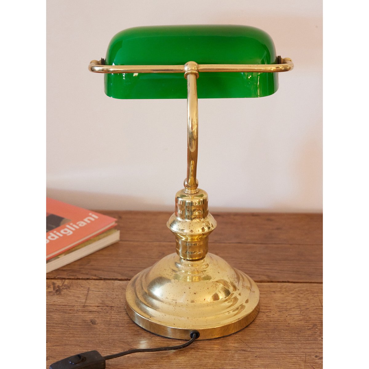 Lampe de bureau en verre vert Julia N°1054 - Bon état vert, DEBONGOUT
