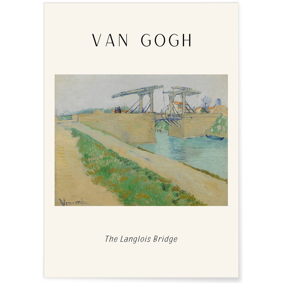 Affiche Van Gogh - The Langlois Bridge blanc, L'AFFICHERIE