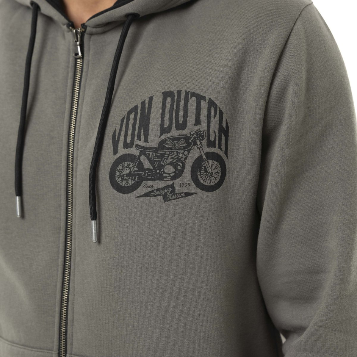 Hoodie coton FREE gris foncé/noir, VON DUTCH