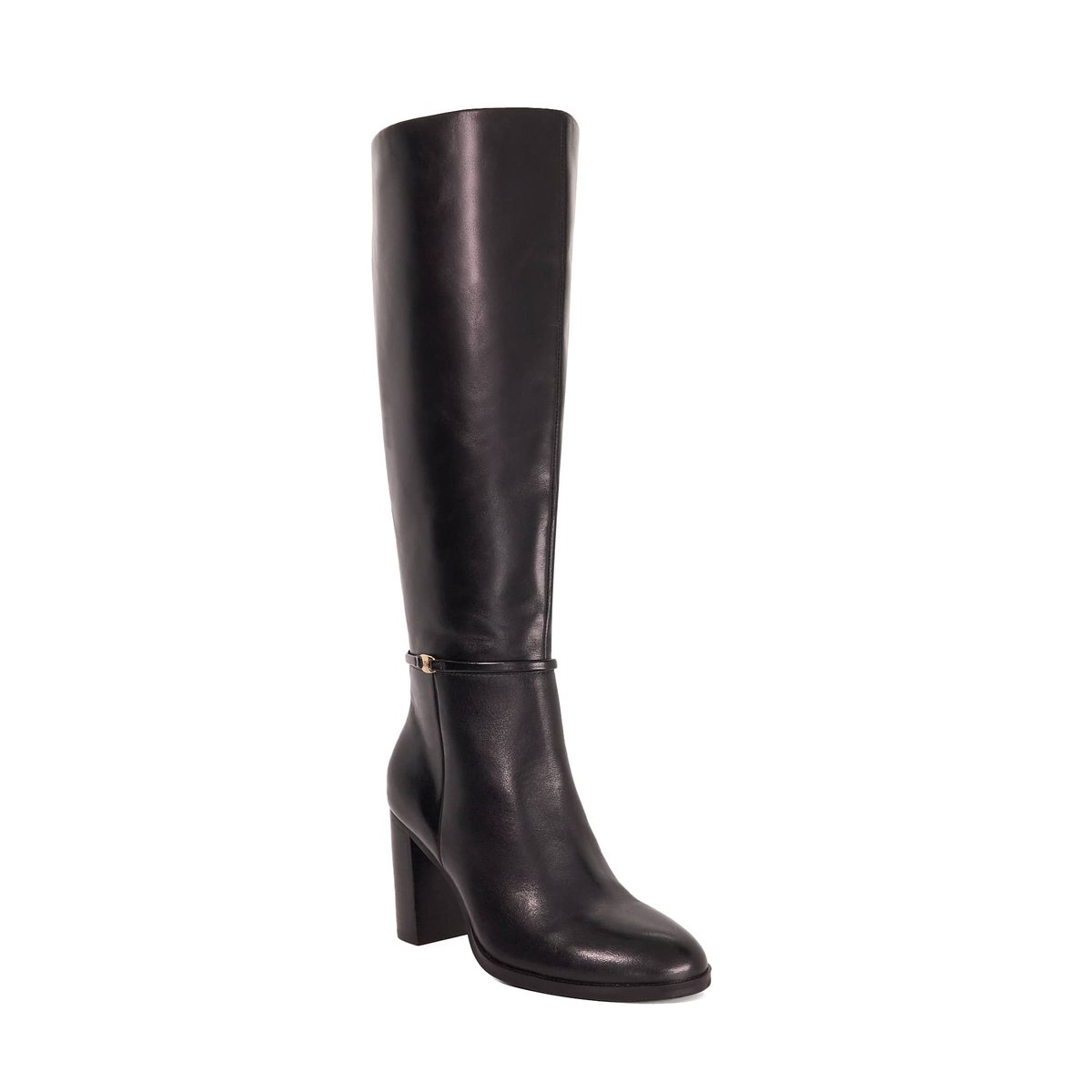 Bottes au genou à talon carré - STARLLING black-leather, DUNE LONDON
