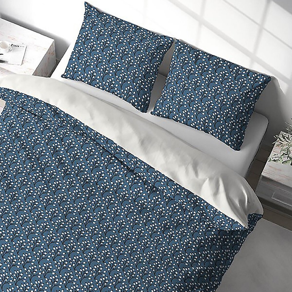 Parure housse de couette polyester, Flena bleu, C DESIGN HOME TEXTILE