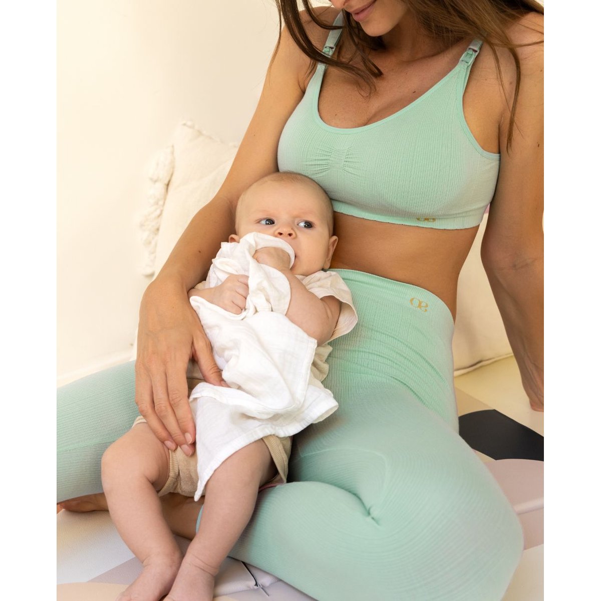 Legging de maternité Zoé vert d'eau, CACHE COEUR