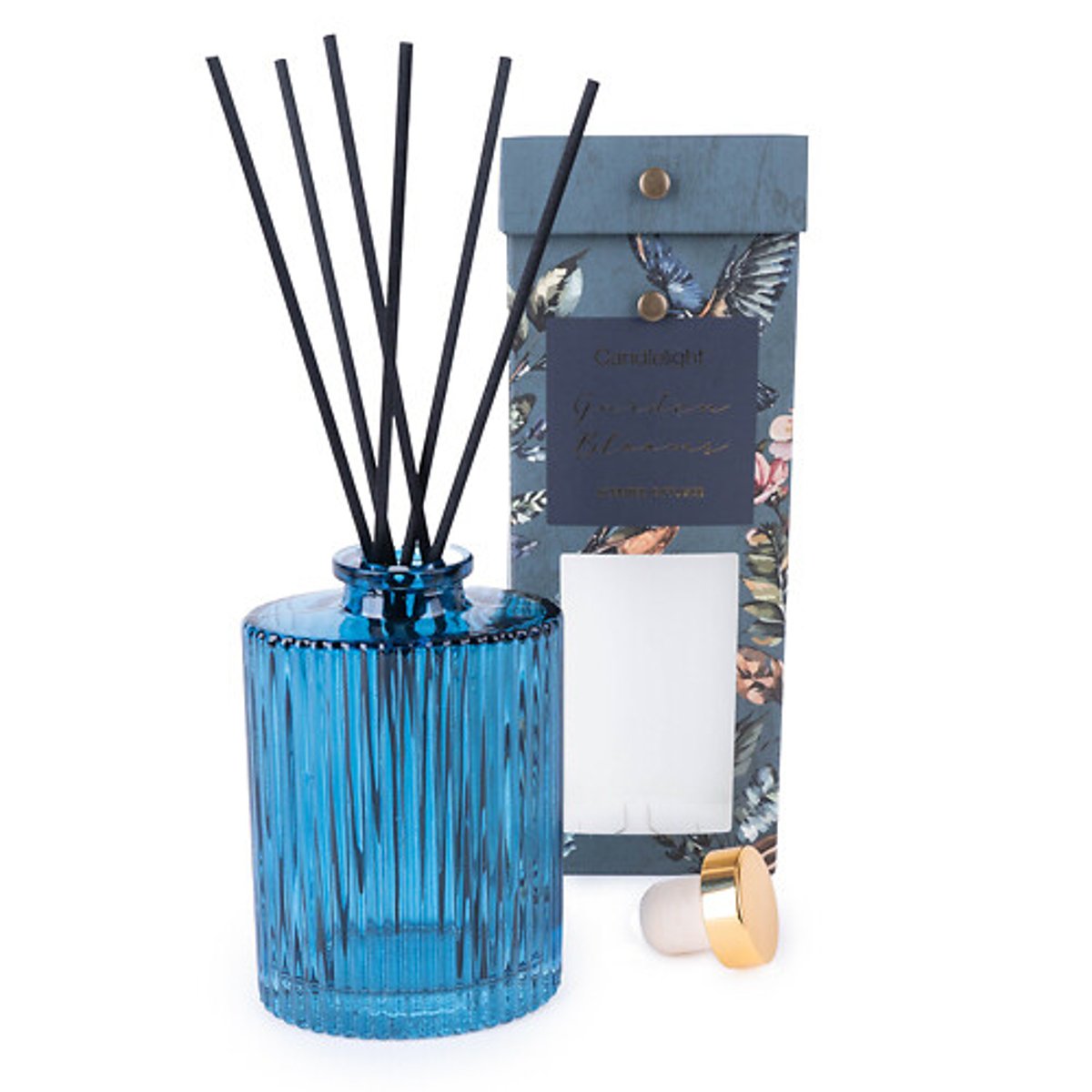 200ml Garden Bloom Ridged Reed Diffuser blue, SO'HOME