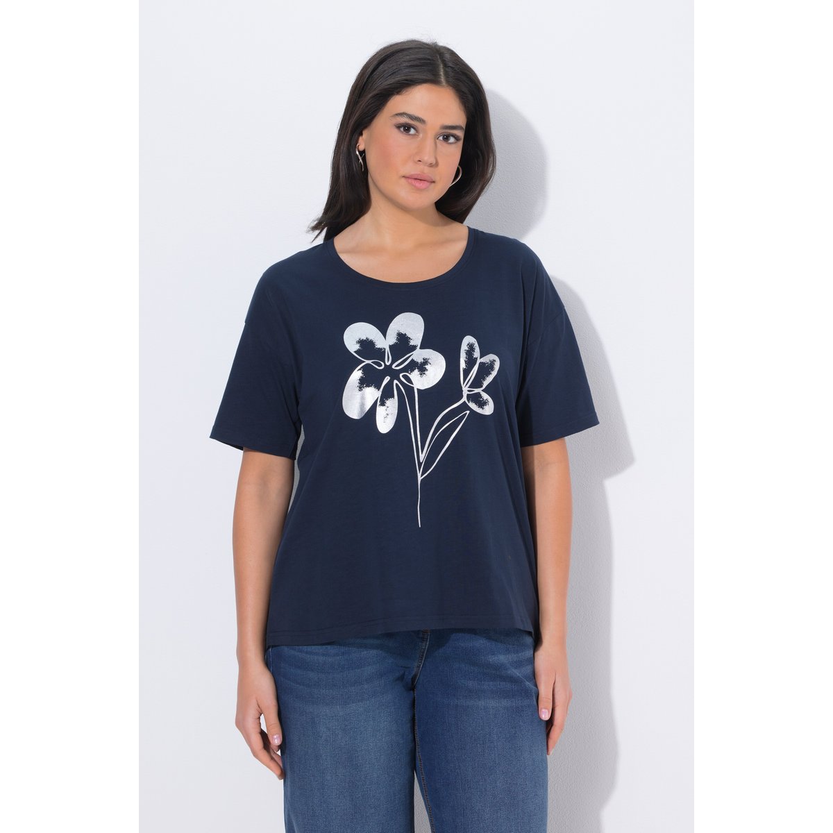 T-shirt oversize, motif fleur marine, ULLA POPKEN