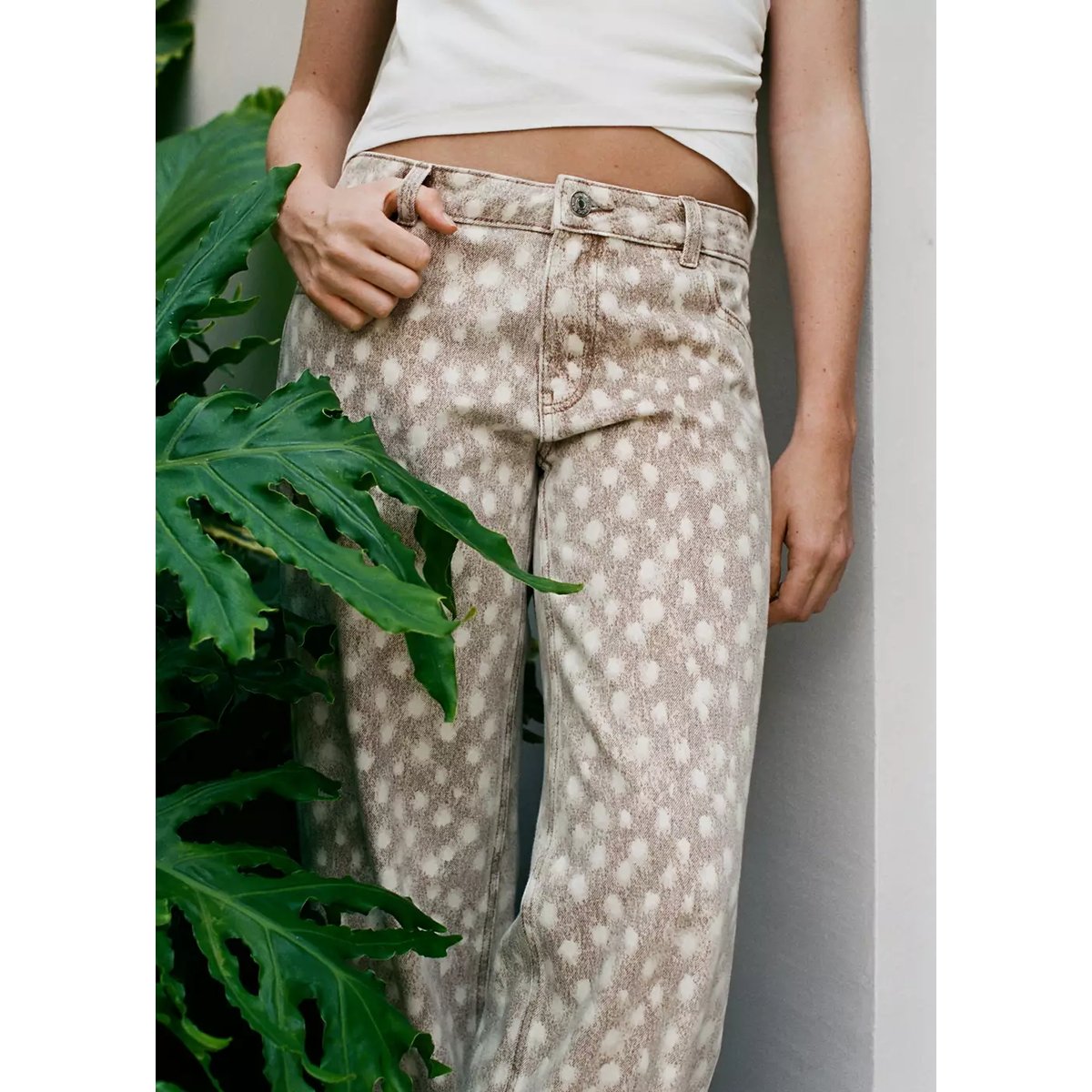Jean droit imprimé cerf marron, MANGO TEEN