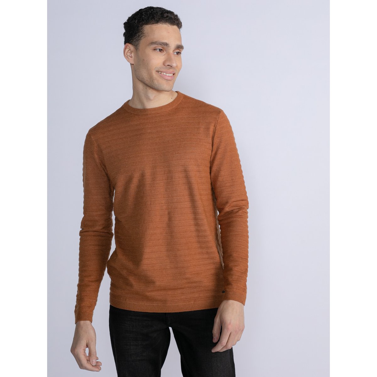 Pull en maille côtelée crest hill marron almond, PETROL INDUSTRIES