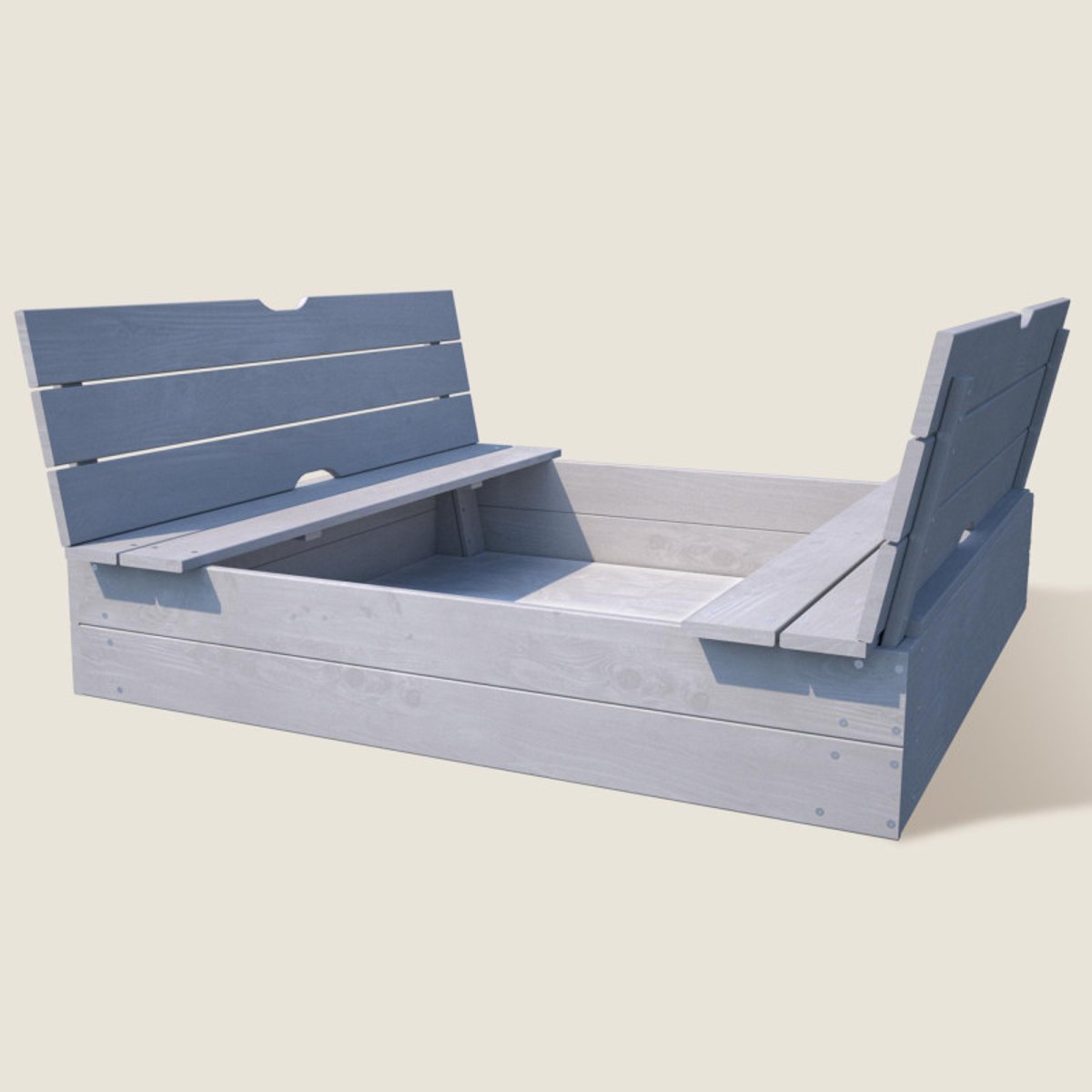 Bac à sable bois gris avec bancs pliables gris, SOULET