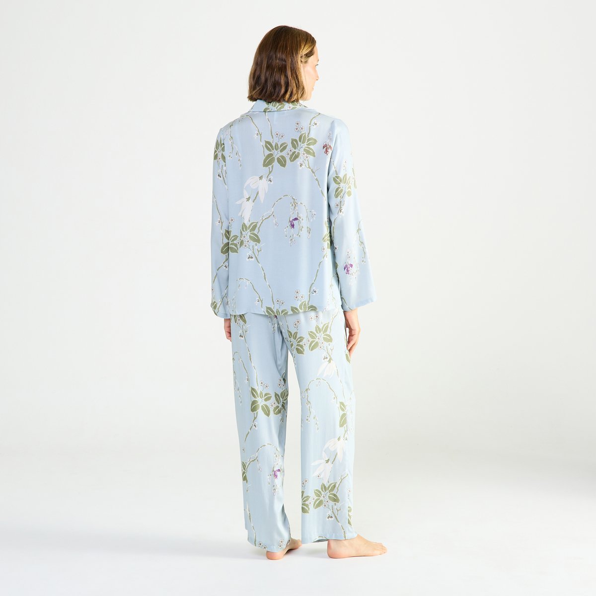 Pyjama col tailleur en satin RAMEAU givre, LAURENCE TAVERNIER