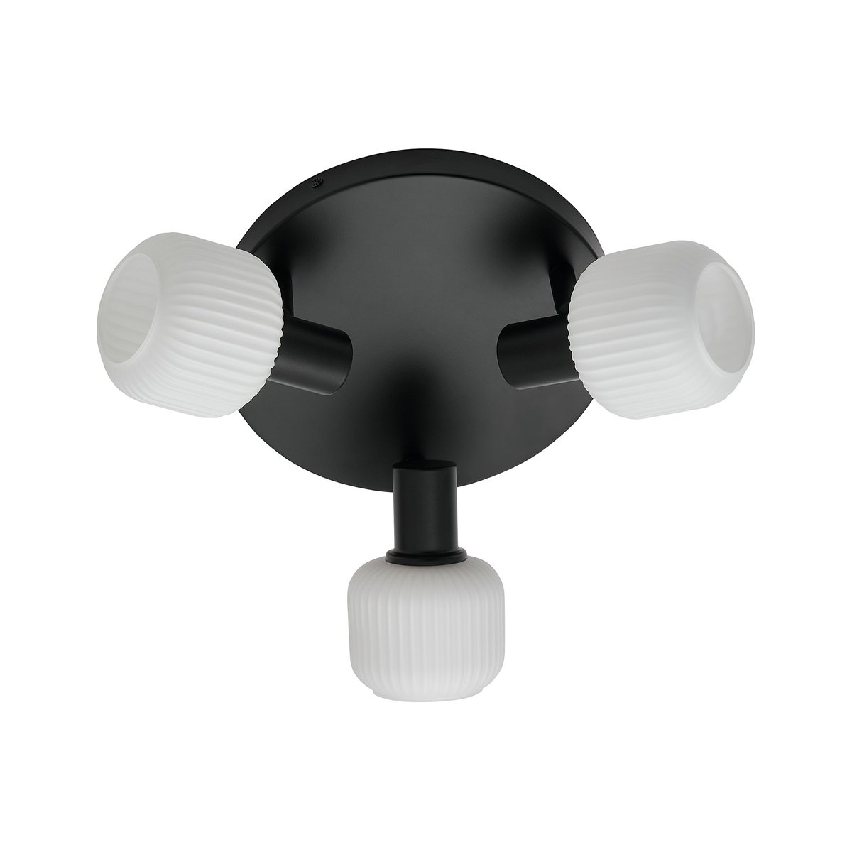 Plafonnier Mini 3-Rondel rond en verre strié et métal, MILFORD noir, NORDLUX