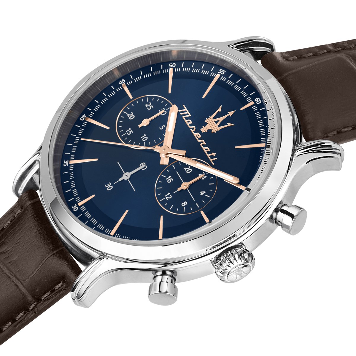 Montre Analogique  EPOCA argenté bleu marron, MASERATI