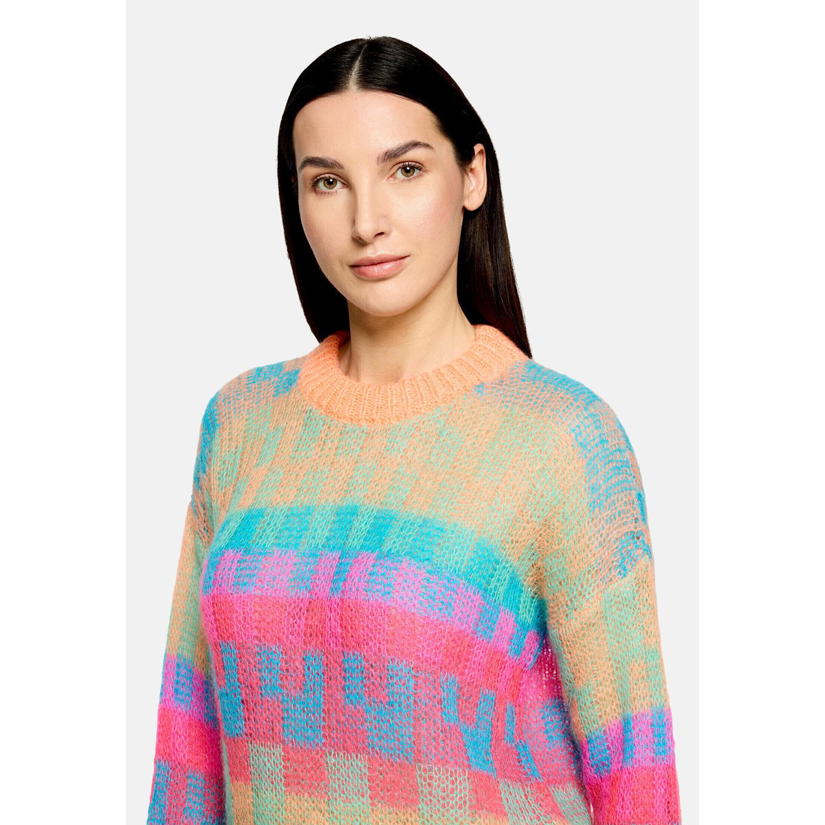 Pull-over en maille à encolure ronde orange/pink, CARTOON