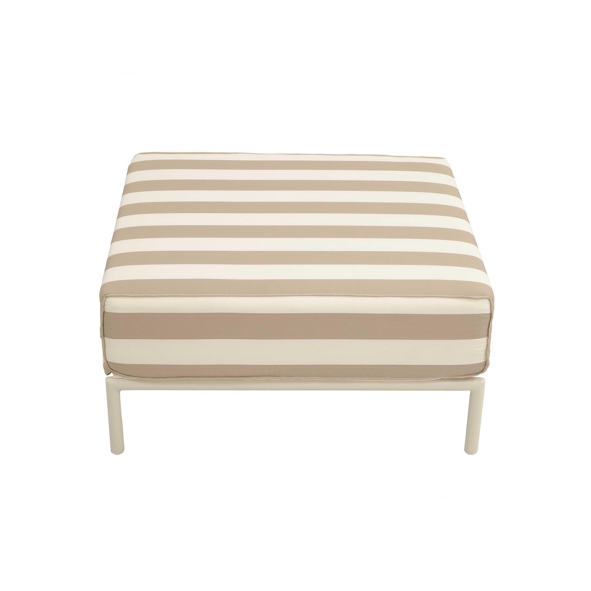 Pouf rayé pour salon de jardin modulable, PATIO beige, OVIALA