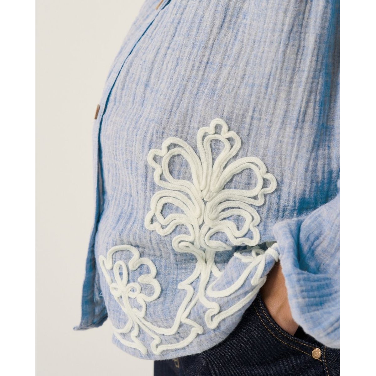 Blouse et chemise d'allaitement Sarah bleu, CACHE COEUR