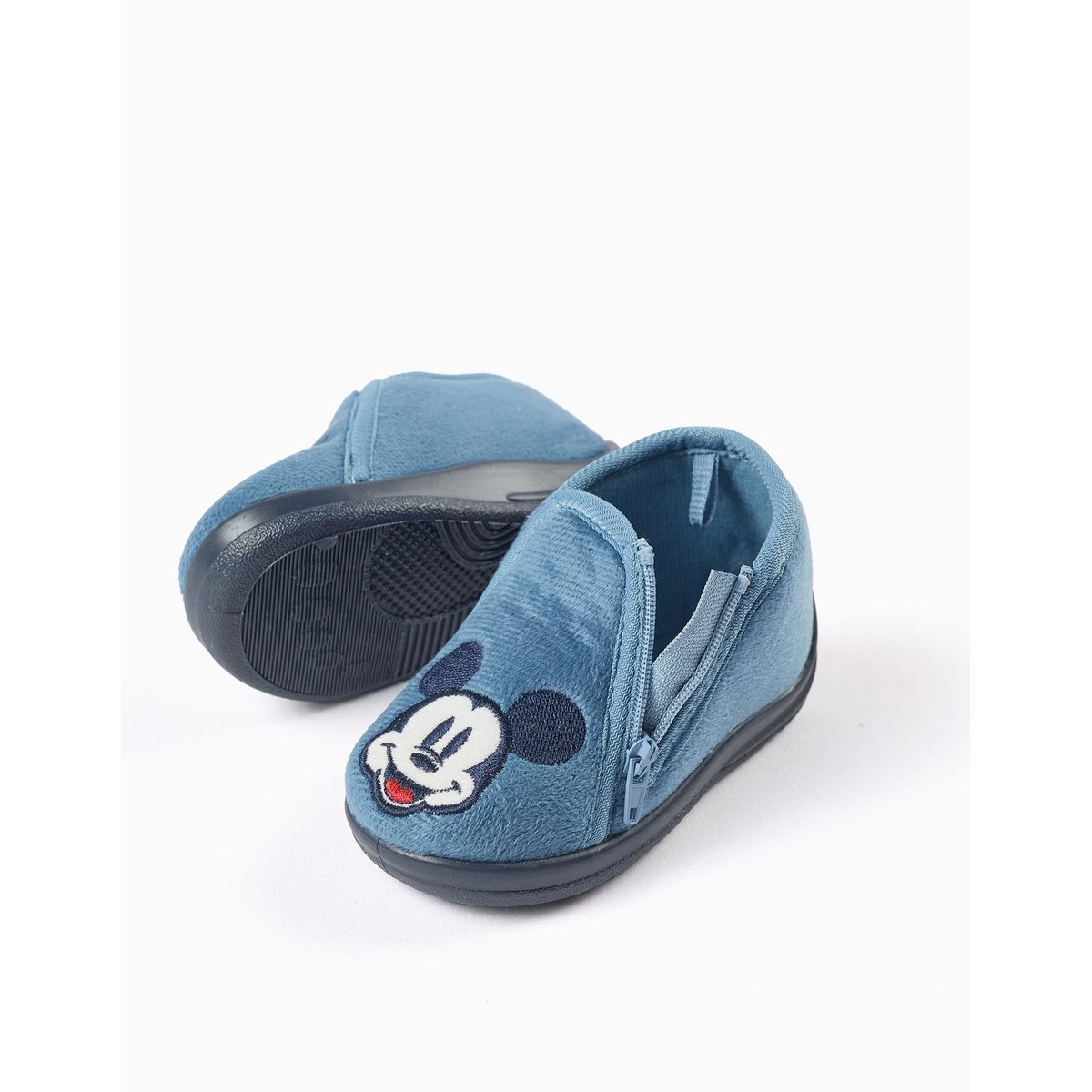 Chaussons en velours avec broderie Mickey bleu, ZIPPY
