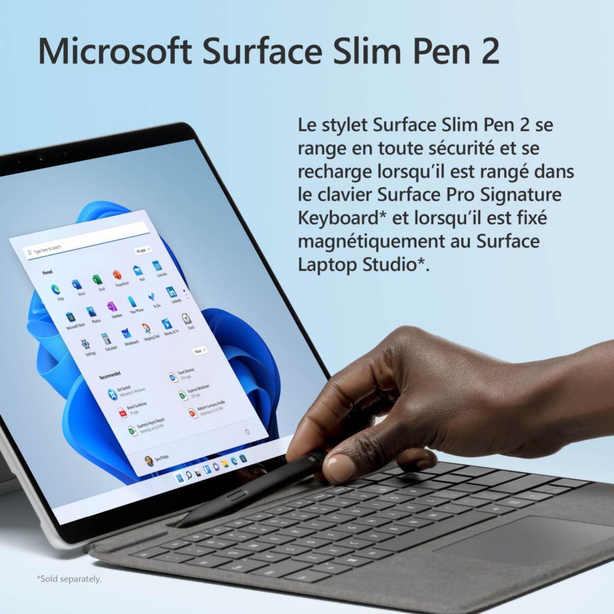 Stylet Surface Slim Pen 2 noir couleur unique, MICROSOFT