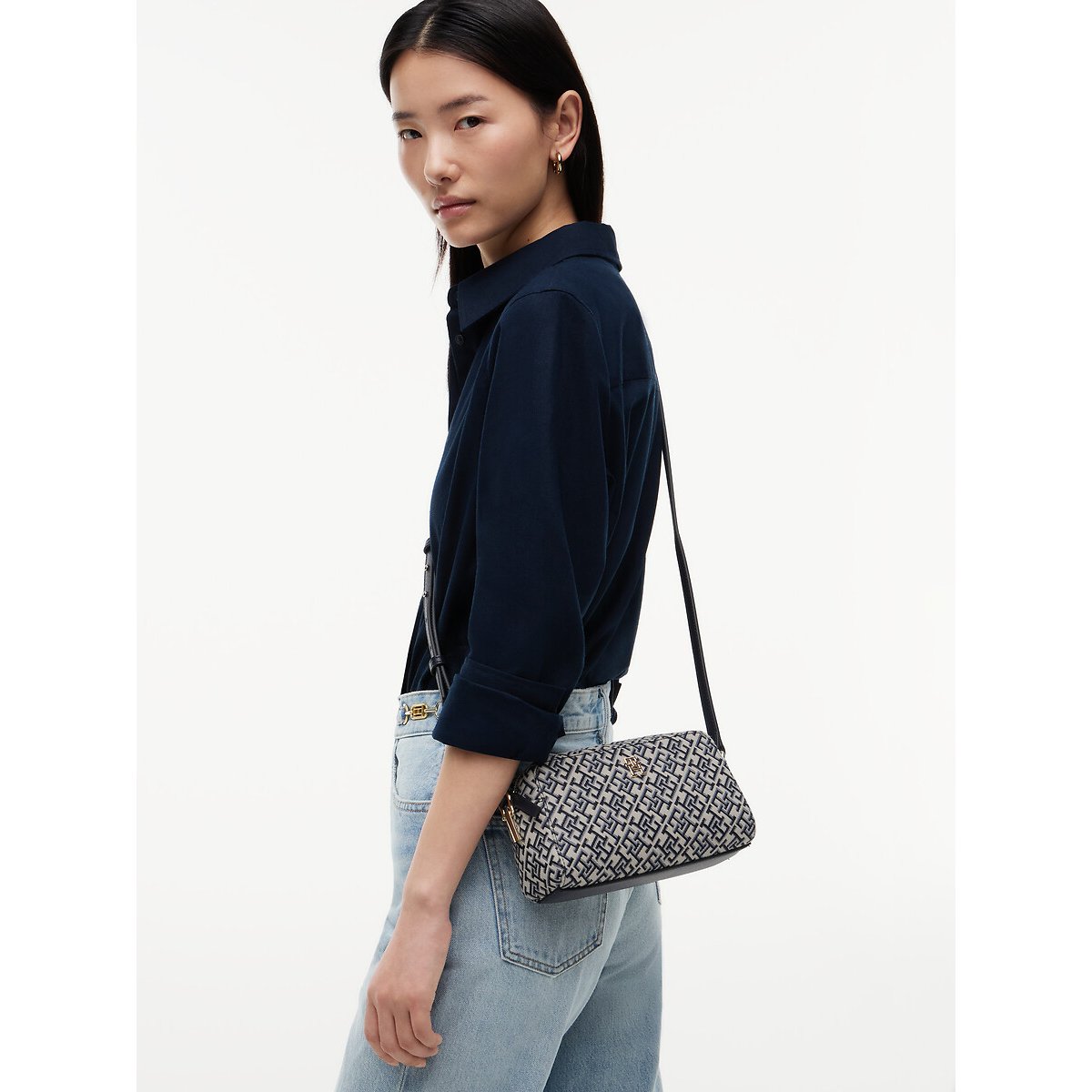 Sac à bandoulière, GRACE CAMERA JACQUARD marine/blanc, TOMMY HILFIGER