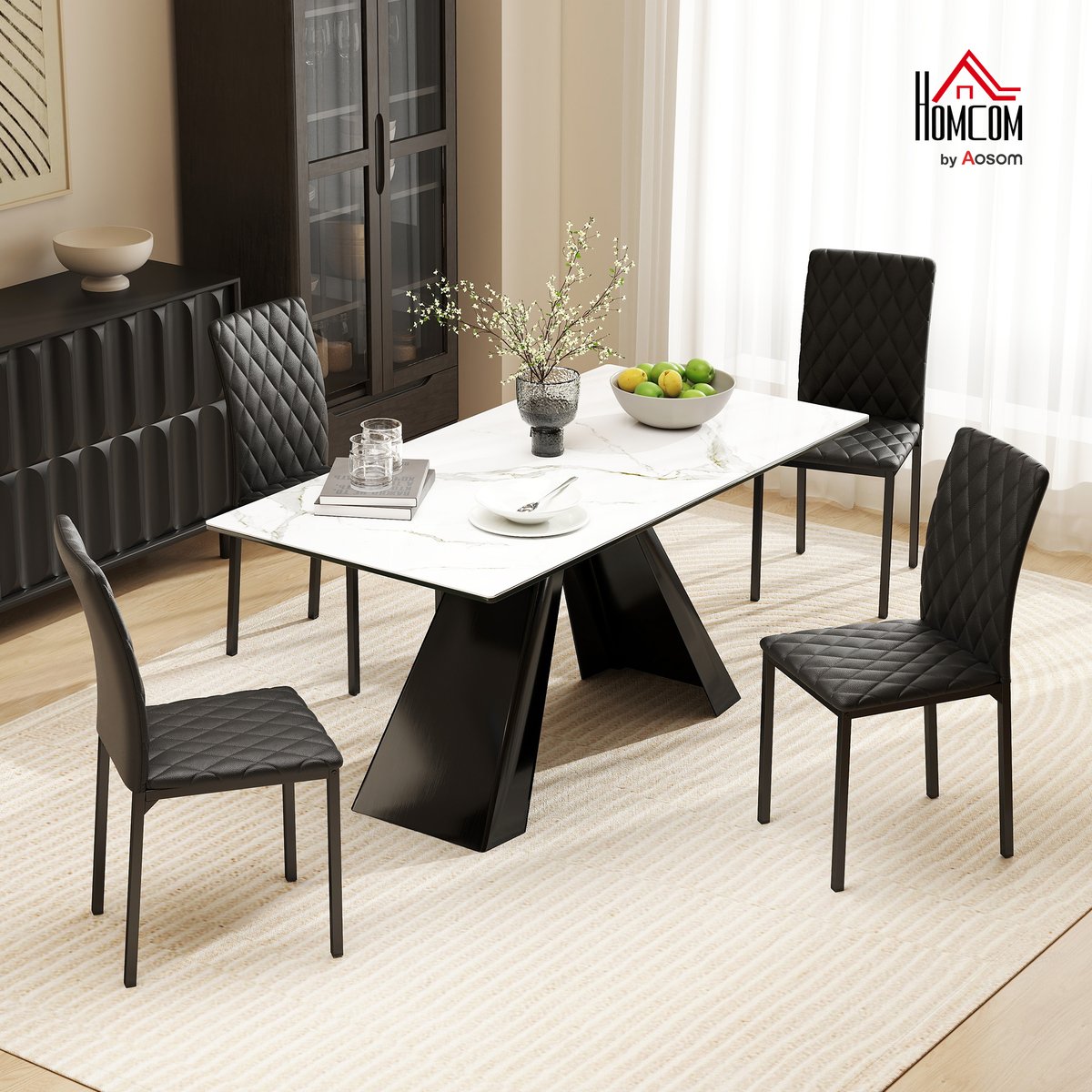 Chaise de salle à manger Polychlorure de noir, HOMCOM