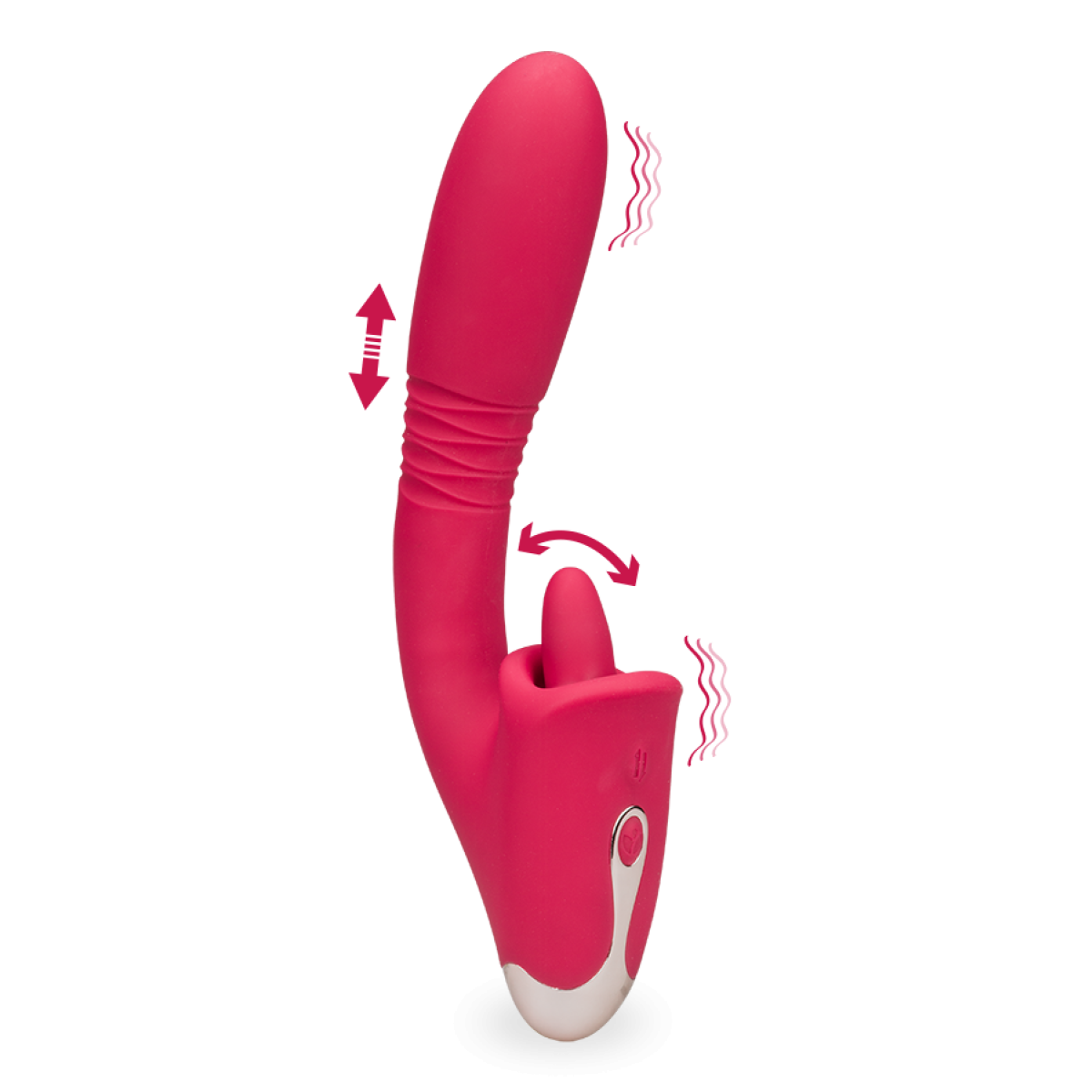 Vibromasseur puissant rabbit va-et-vient et langue Flore rouge, LOVE AND VIBES