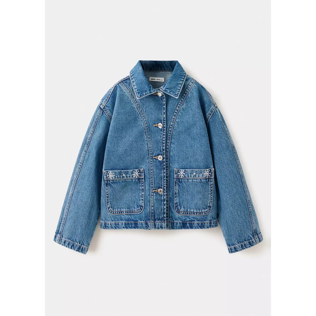 Blouson en jean clouté bleu foncé, MANGO KIDS