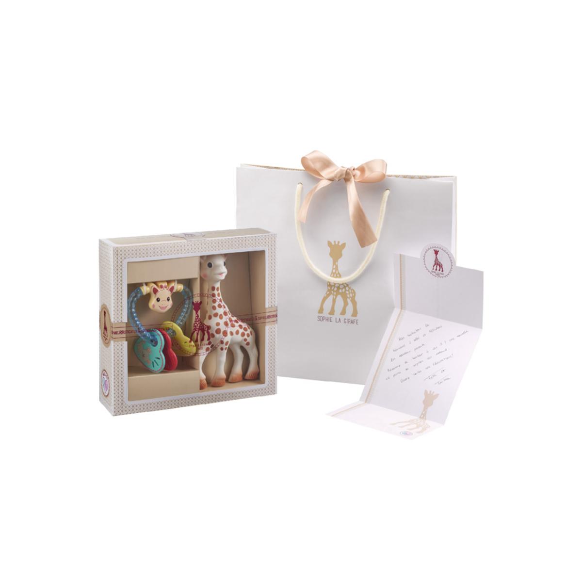 Coffret cadeau hochet ecru, marron, SOPHIE LA GIRAFE