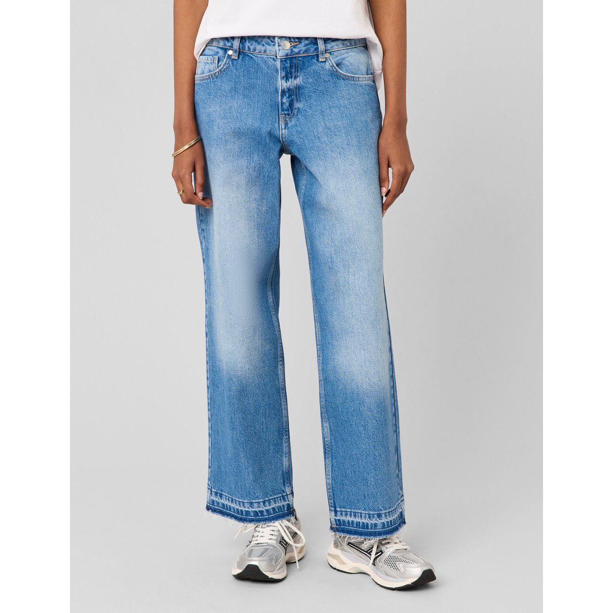 Jean straight taille basse bleu moyen, BZB