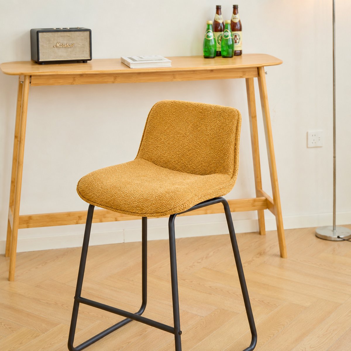 Lot de 2 tabourets de bar en métal CORIA jaune, NORDLYS