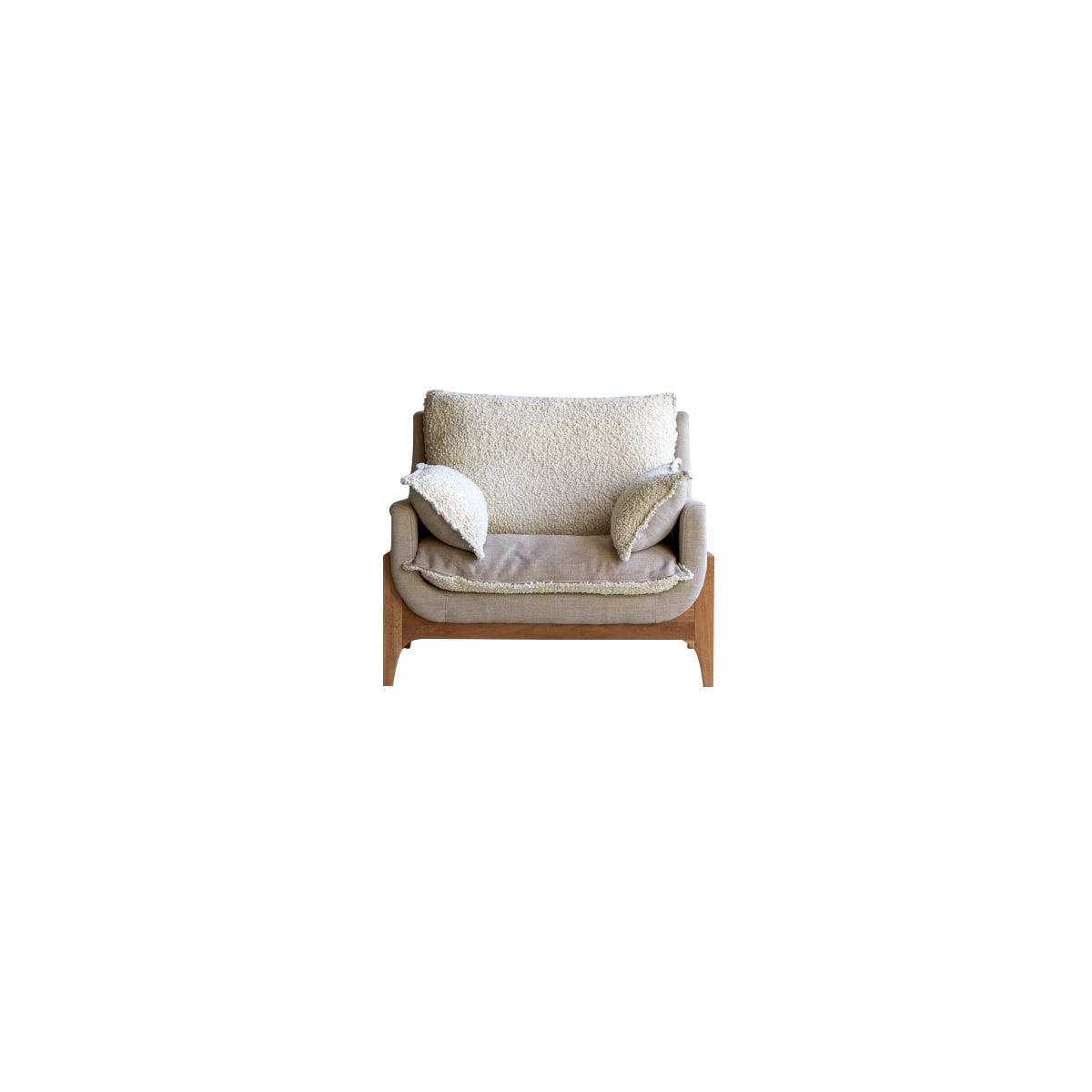 Fauteuil en Tissu massif, WOODNEST beige, TIKAMOON