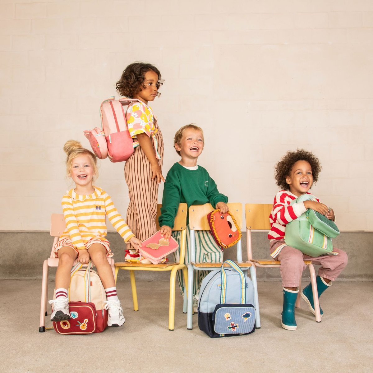 Sac à dos rouge, beige, jaune, LILLIPUTIENS