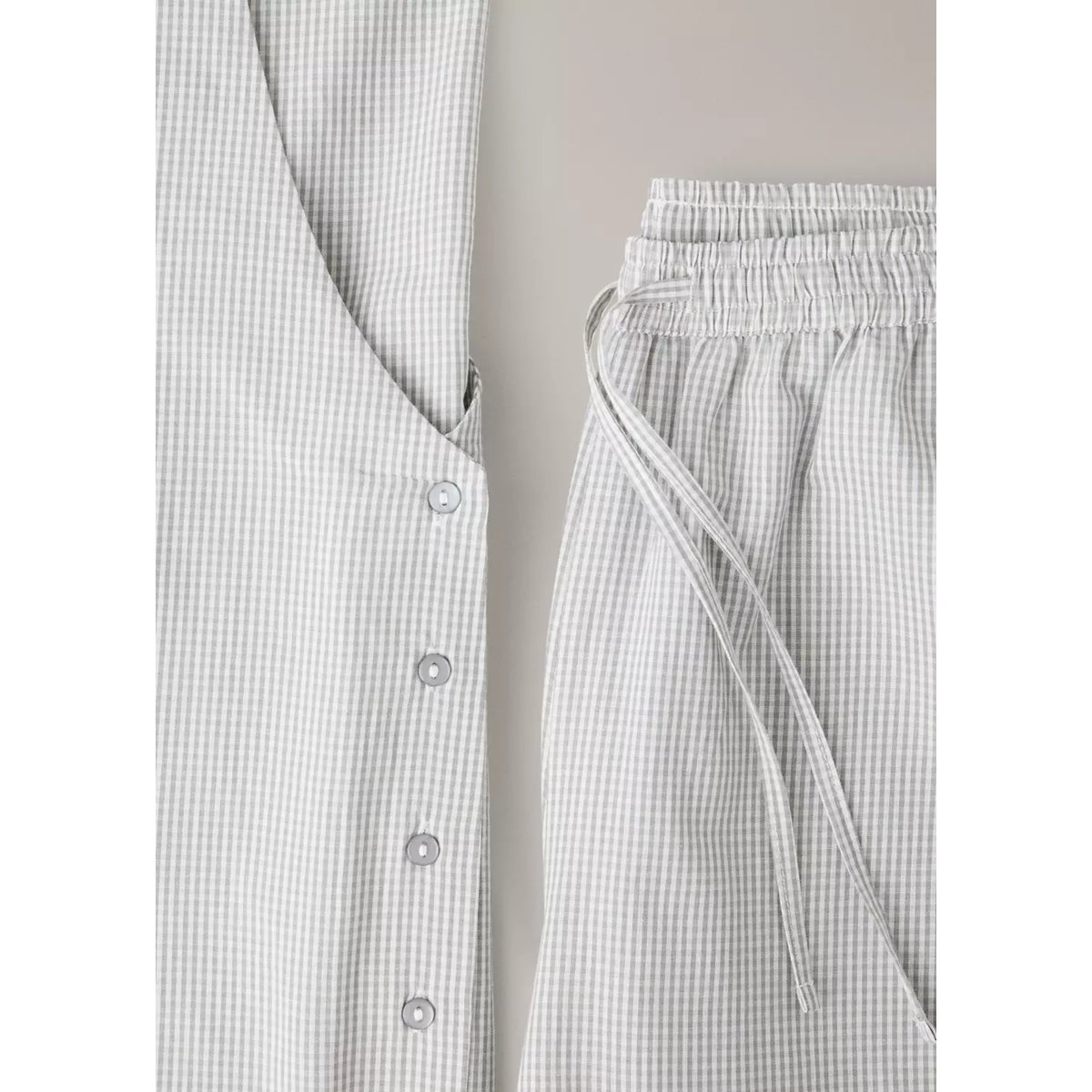 Pyjama deux pièces vichy gris, MANGO