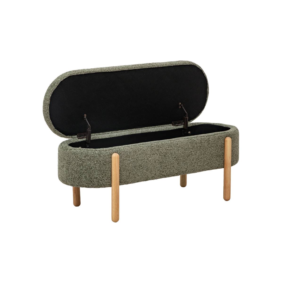 Banc en tissu bouclette NÉRIO vert, MADE IN MEUBLES