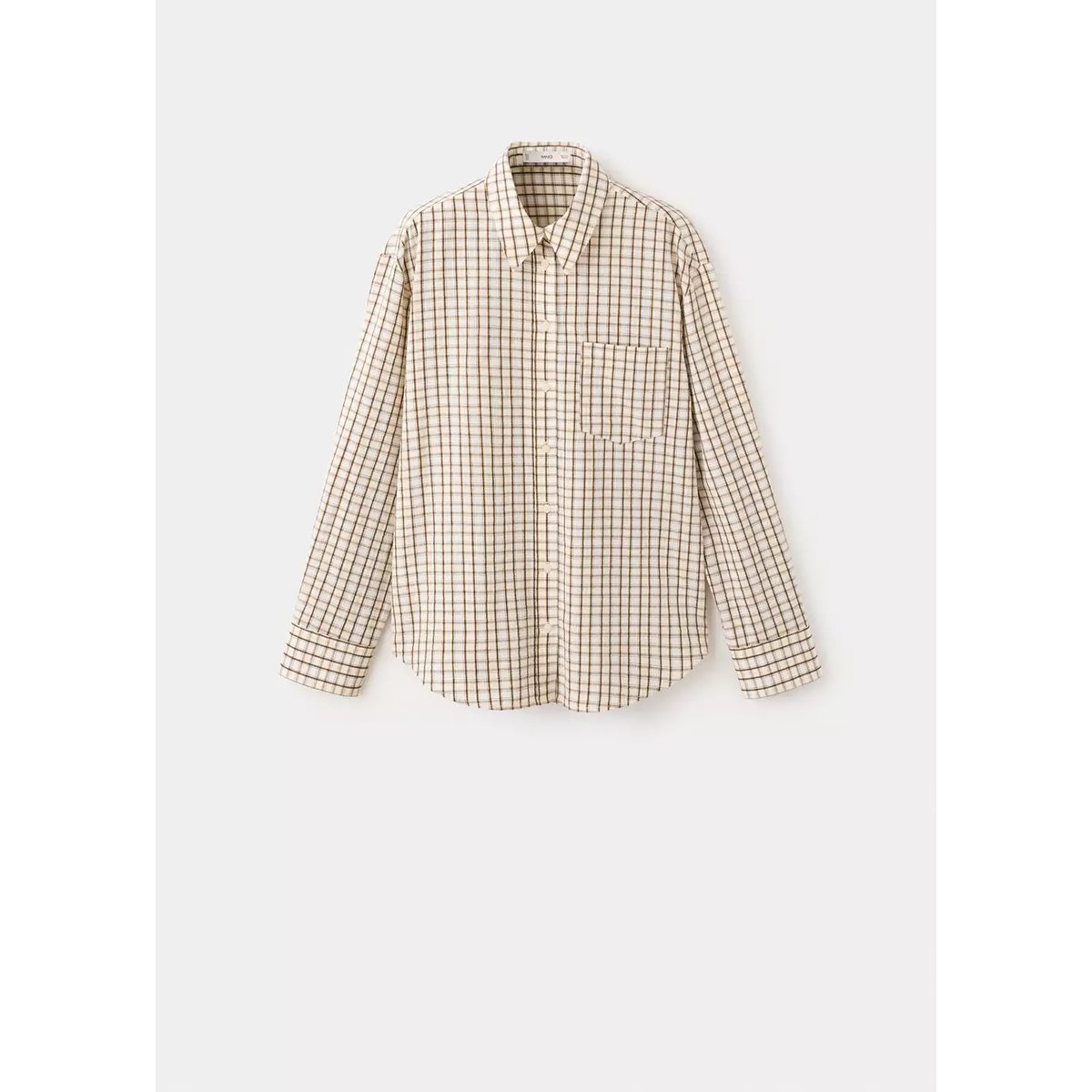 Chemise à carreaux en coton marron, MANGO