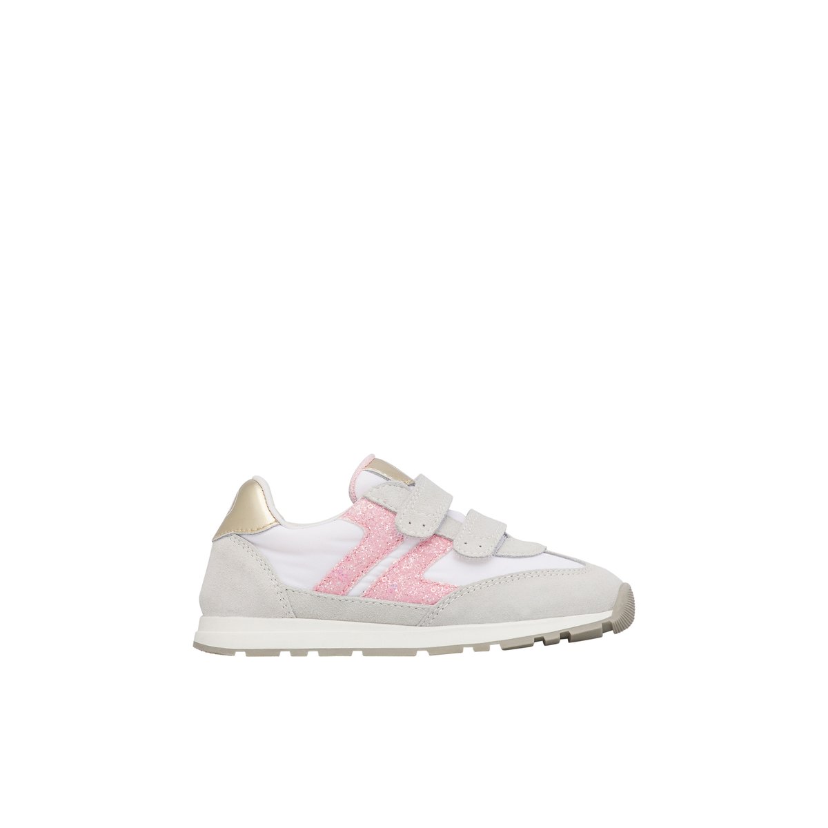 Sneakers en cuir et tissu MIBLO VL. blanc-rose-platine, NATURINO