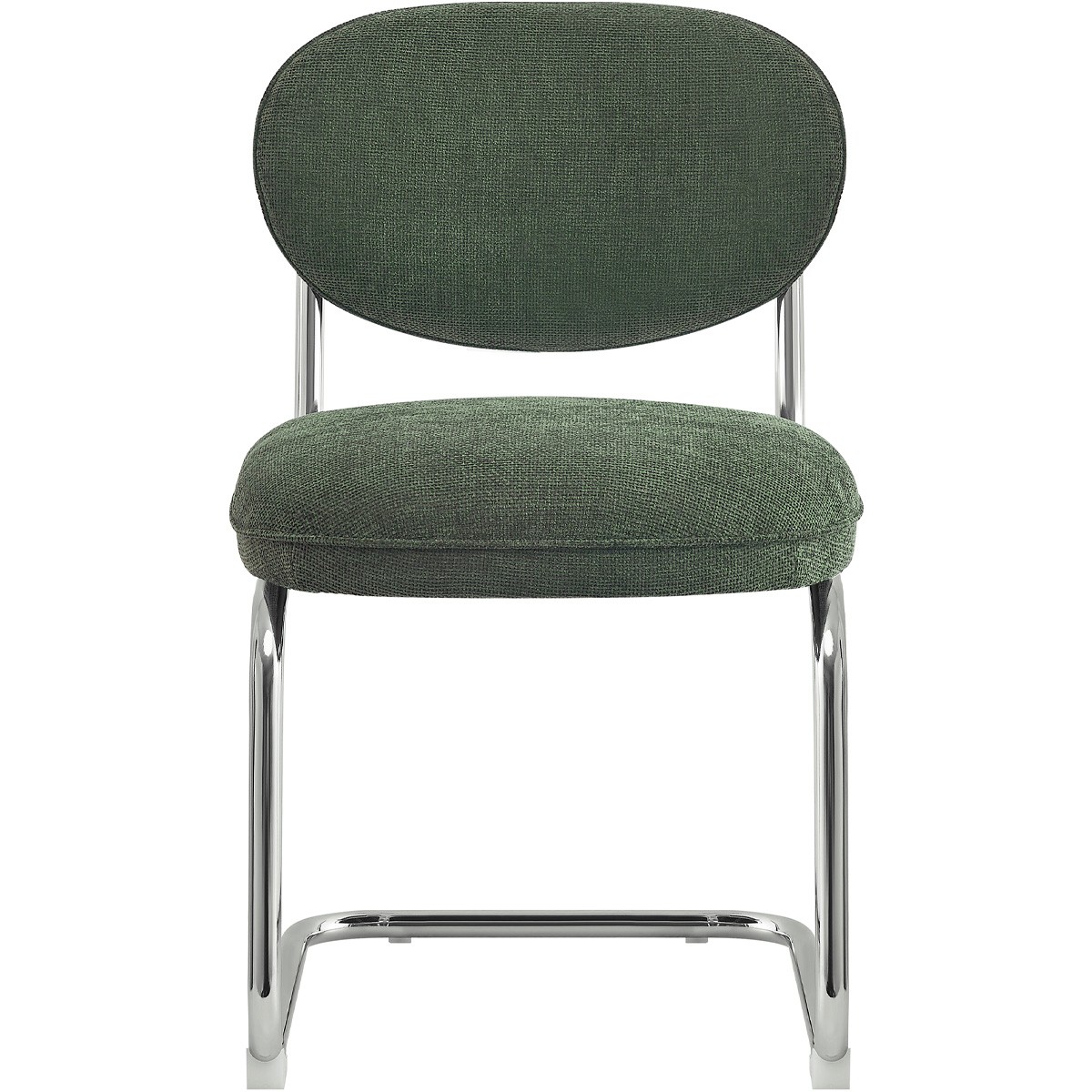 Lot de 2 chaises de salle à manger chromées en tissu chenille - LOU vert, HOMIFAB