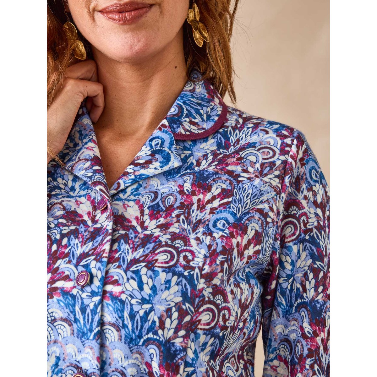 Robe élégante maille douce imprimé bleu, DAXON