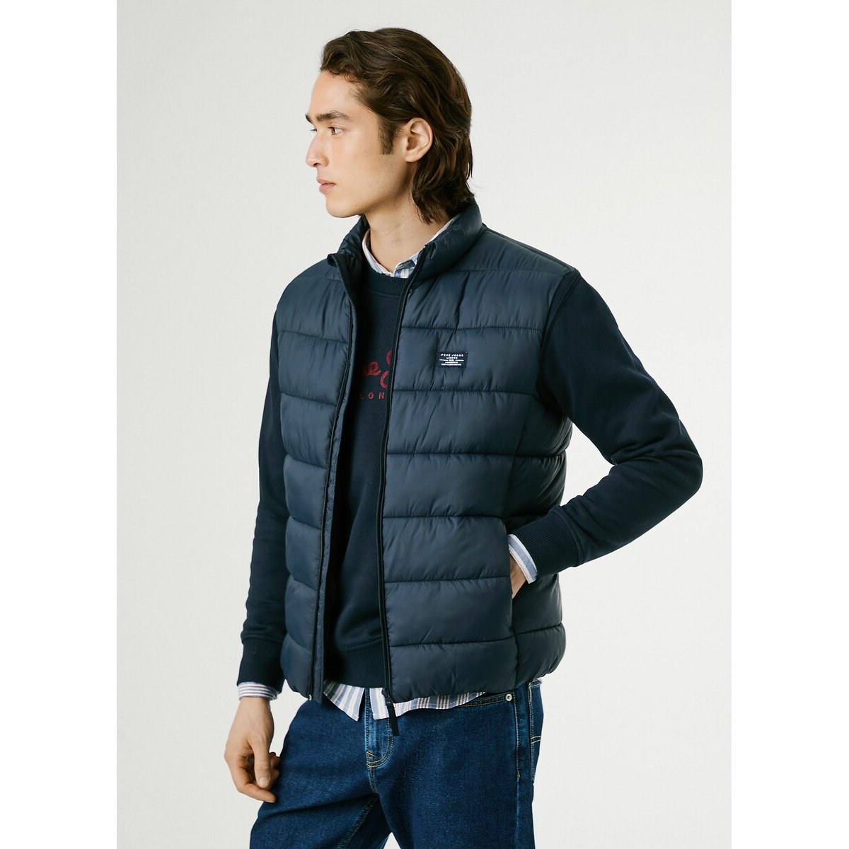 Zip-Up Padded Gilet navy blue, PEPE JEANS