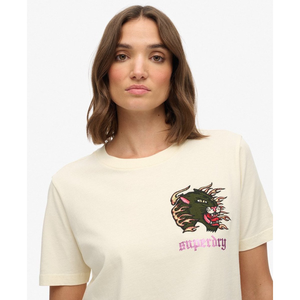 T-shirt décontracté Old School Tattoo crème, SUPERDRY