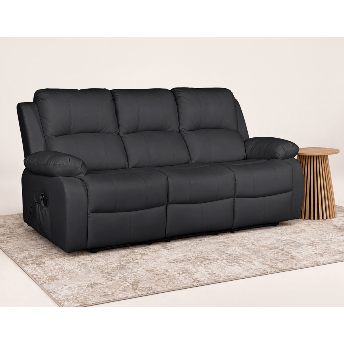 Canapé relax électrique en simili 3 places, ARMAND noir, BEST MOBILIER