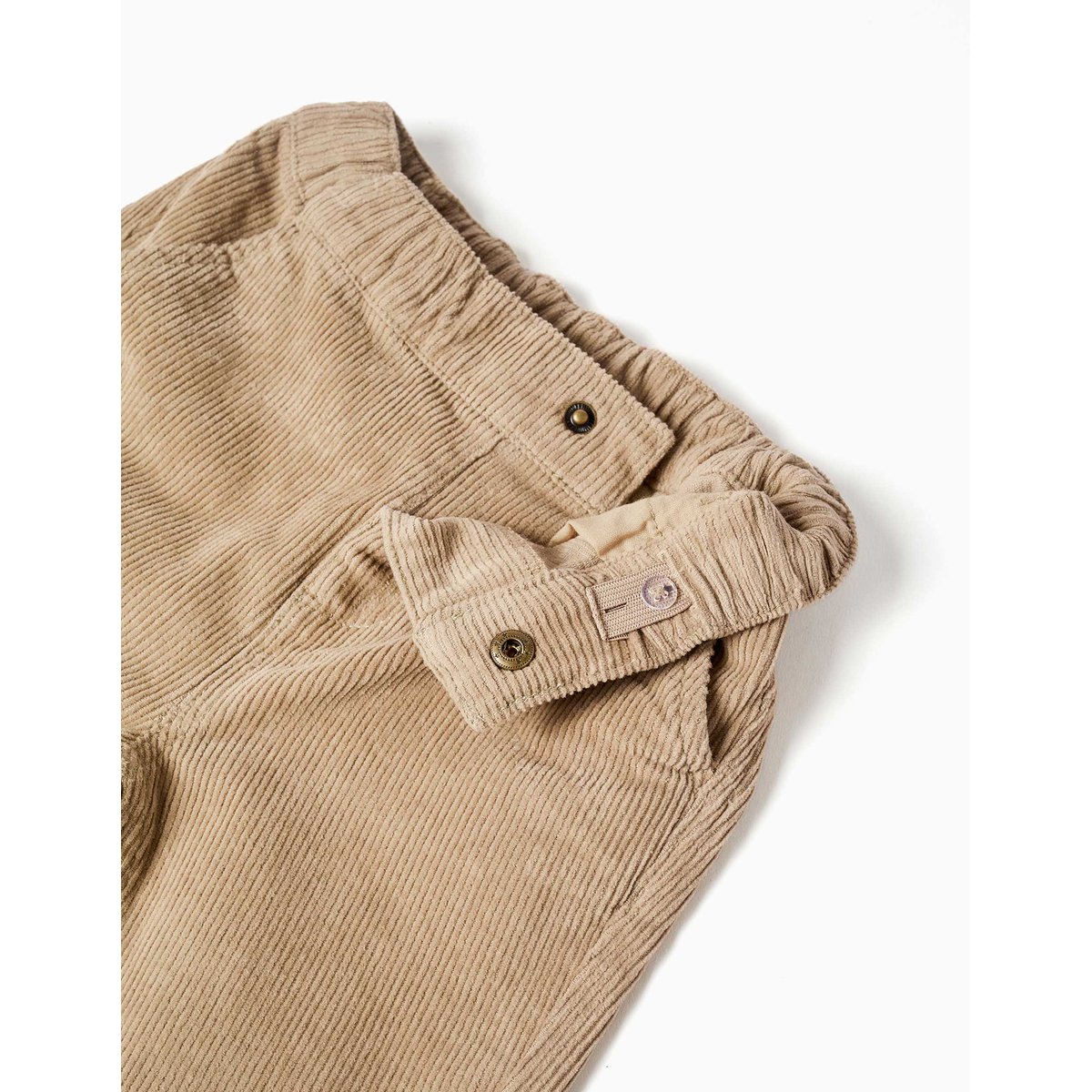 Pantalon chino à coupe droite en velours côtelé beige, ZIPPY