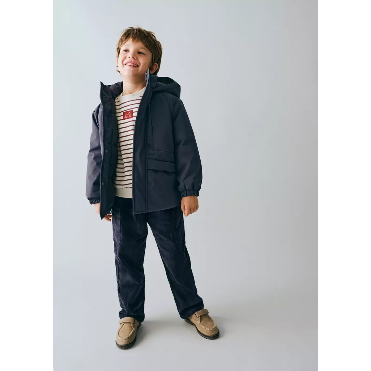Anorak matelassé à capuche bleu marine foncé, MANGO BABY