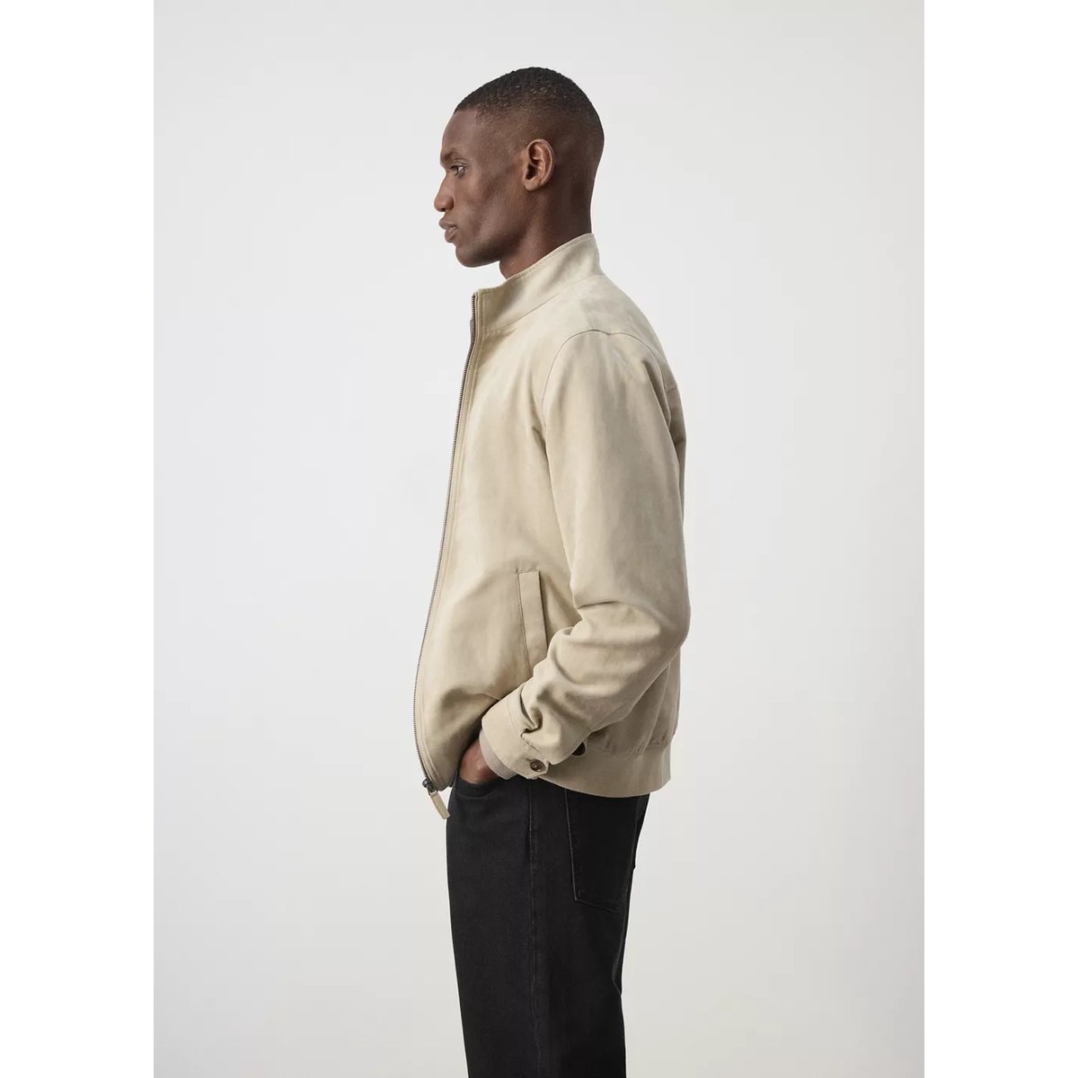 Veste bomber effet daim beige, MANGO MAN