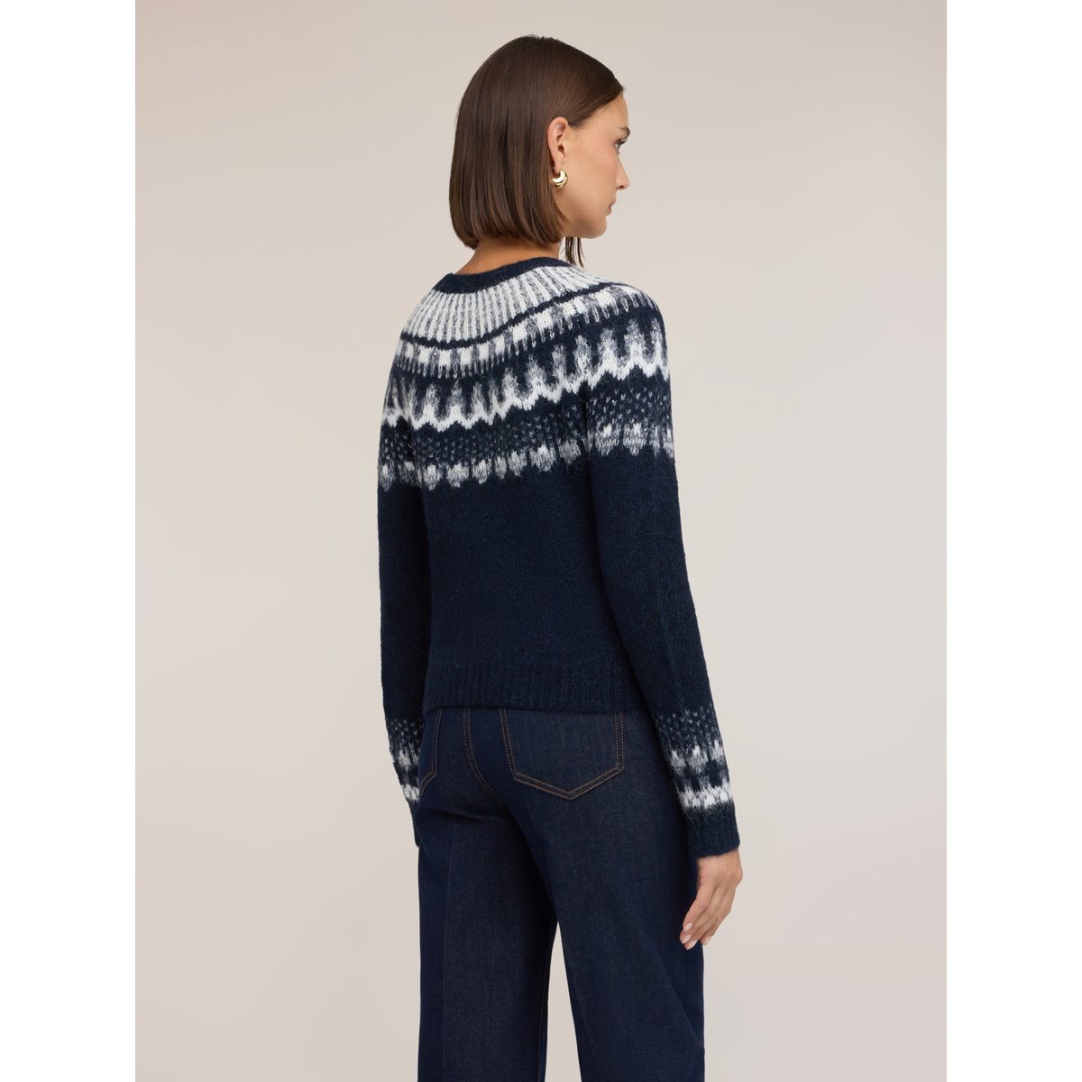 Pull fair isle à paillettes bleu, MOTIVI
