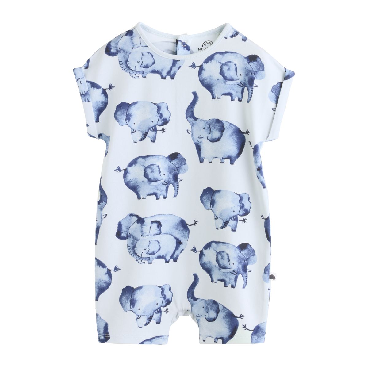 Lot de 3 grenouillères en jersey bébé popper imprimé animal aquarelle bleue, NEXT