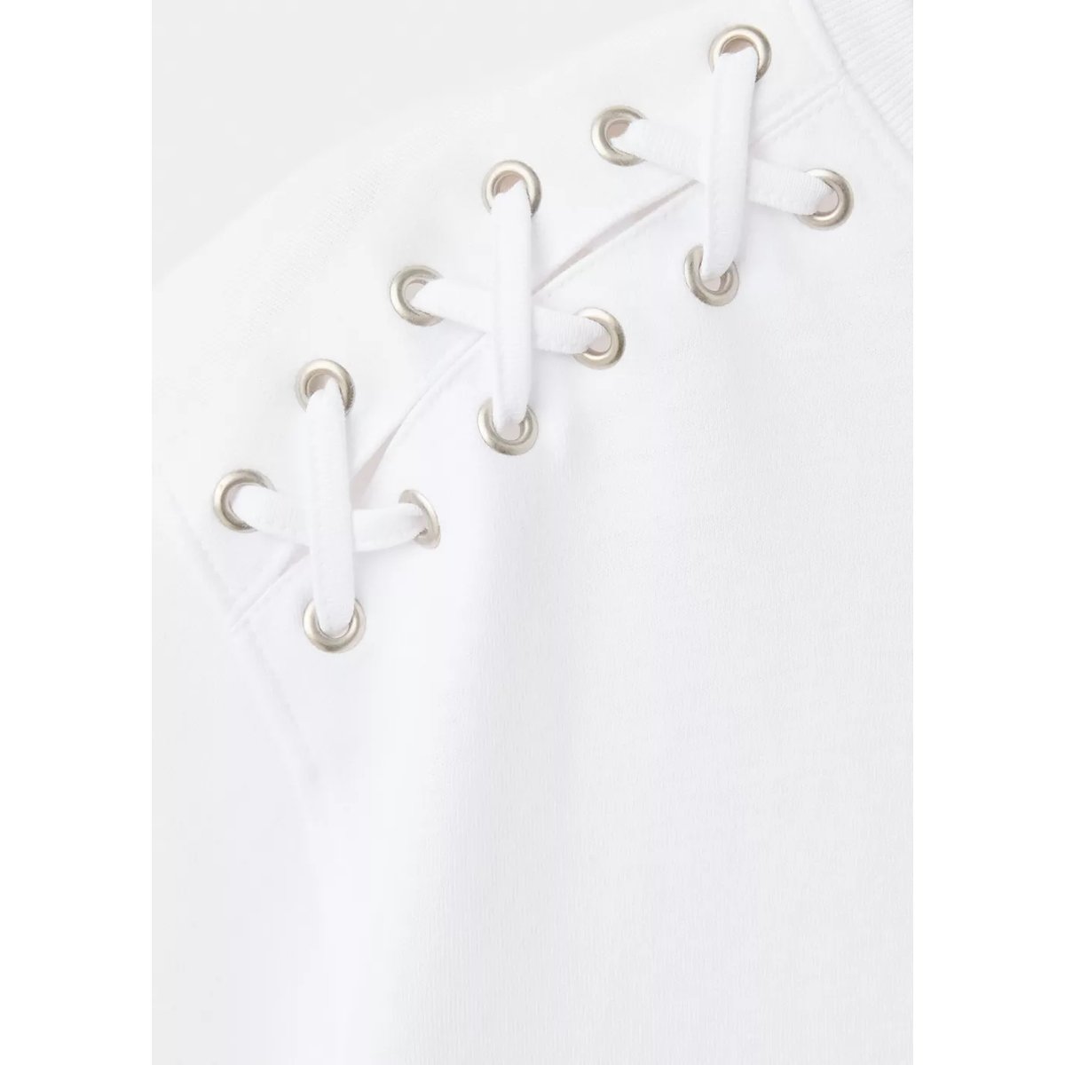 T-shirt ajusté à lacets croisés blanc cassé, MANGO TEEN